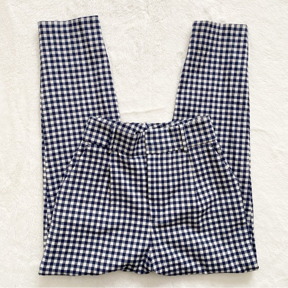 ZARA | Blue and white plaid high waisted pants - Picture 2 of 8